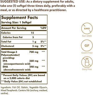 Solgar Omega-3 EPA and DHA, 700 mg, 120 Softgels