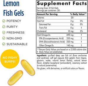 Nordic Naturals Omega-3 Lemon, 690 mg, 60 Softgels