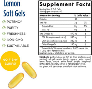 Nordic Naturals Omega-3 Lemon, 690 mg, 180 Softgels