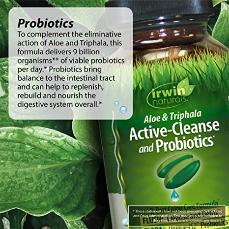 Irwin Naturals Aloe &amp; Triphala Active Cleanse + Probiotics - 60 Liquid Softgels - Natural Digestive Support - Gentle, Effective Detox + Elimination 2-Part Colon Care - Nourish + Balance