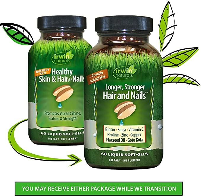 Healthy Skin & Hair Plus Nails by Irwin Naturals, Nutrient Rich, Provides Shine and Strength, 60 Liquid Softgels