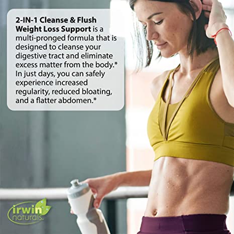 Irwin Naturals 2-in-1 Cleanse & Flush Weight Loss Support - 60 Liquid Soft-Gels - Flushes Digestive Tract & Reduces Bloating - 30 Total Servings