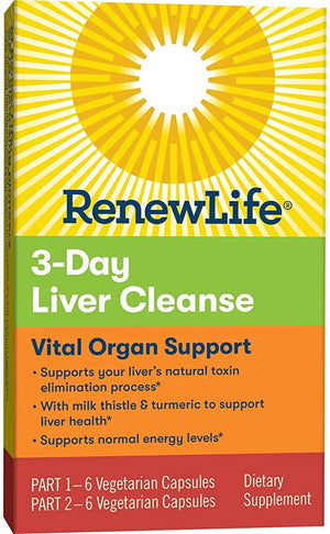 Renew Life Adult Cleanse - 3-Day Liver Cleanse - Vital Organ Support - 2-Part, 3-Day Program - Gluten, Dairy & Soy Free - Discount Nutrition Store