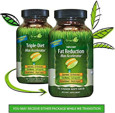 Irwin Naturals Triple-Diet Fat Reduction Max Accelerator - Supports Healthy Weight Management - 72 Liquid Soft-Gels
