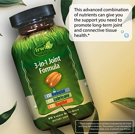 Irwin Naturals 3-in-1 Joint Formula - Powerful Joint Support Supplement with Glucosamine, Chondroitin, Turmeric &amp; Boswellia - 90 Liquid Softgels