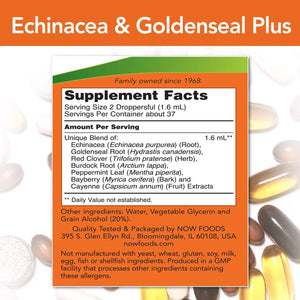 NOW Foods Echnacea & Goldenseal Plus, 2 fl oz