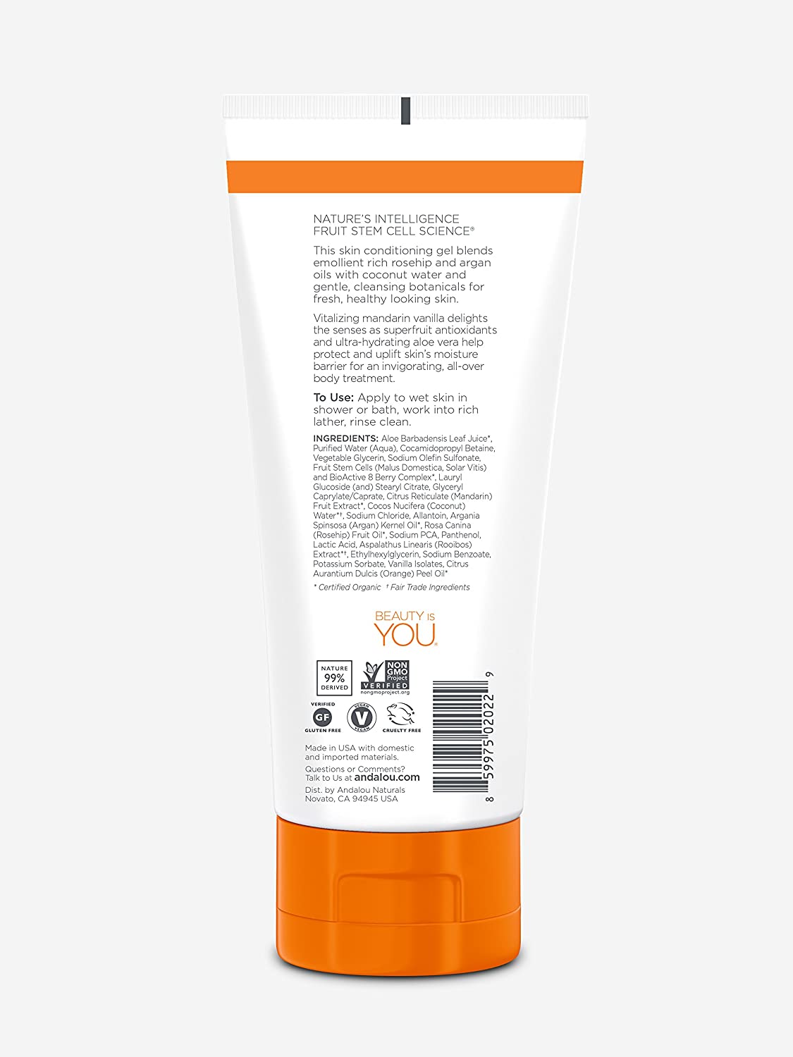 Andalou Naturals Vitalizing Shower Gel Mandarin Vanilla, 8.5 fl oz
