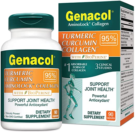 Genacol Turmeric Curcumin, Ultra-Hydrolyzed Collagen Peptides Supplement with Black Pepper Extract (BioPerine), Soothe Your Joints, Enhanced Absorption, 90 Capsules (30-Day Supply)