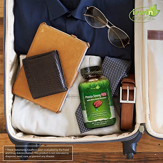 Irwin Naturals Prosta-Strong RED with Nitric Oxide Boosters - Prostate Health Support - Saw Palmetto, Lycopene, Pumpkin Seed &amp; More - 80 Liquid Softgels