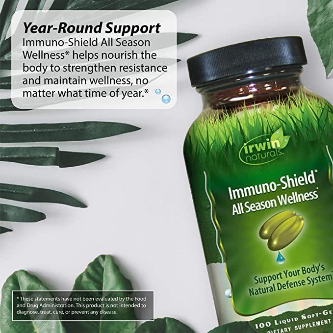 Irwin Naturals Immuno-Shield All Season Wellness - 100 Soft-Gels - Support Your Body’s Natural Defense System - 16 Servings
