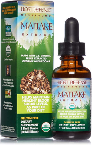Host Defense, Maitake Extract, Promotes Normal Blood Sugar Metabolism Already Within The Normal Range, Daily Mushroom Supplement, Vegan, Organic