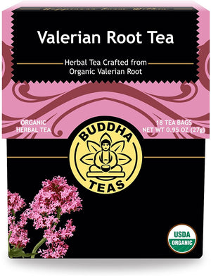 Organic Valerian Root Tea, 18 Bleach-Free Tea Bags – Caffeine Free Tea Supports Healthy Sleep Cycle, Eases Muscle Pain, and Calms the Body and Mind, No GMOs