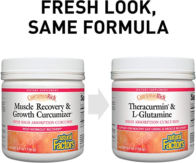 CurcuminRich Theracurmin &amp; L-Glutamine by Natural Factors, Post-Workout Curcumin Powder