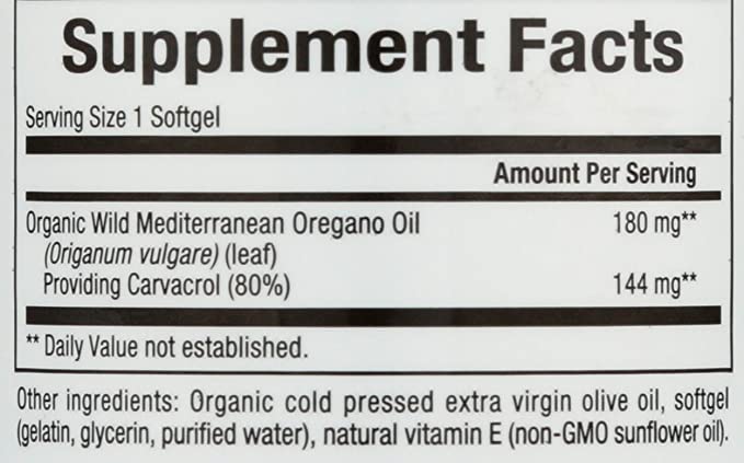 Natural Factors Oil of Oregano 180 mg, Helps Maintain Good Health with Extra Virgin Olive Oil, 60 Softgels
