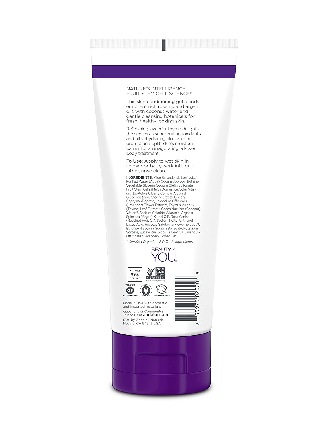 Andalou Naturals Refreshing Shower Gel Lavender Thyme, 8.5 fl oz