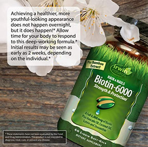 Irwin Naturals Biotin-6000™ wtih Bamboo Extract, 60 Liquid Softgels