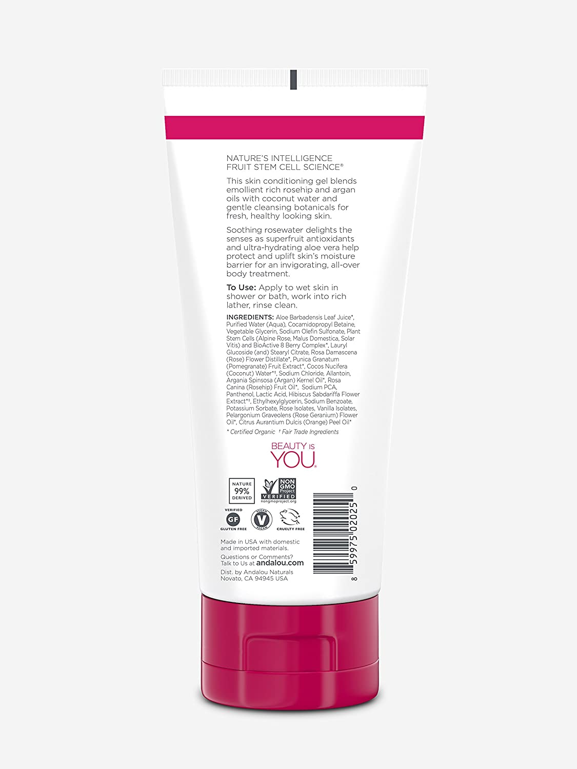 Andalou Naturals Soothing Shower Gel 1000 Roses®, 8.5 fl oz