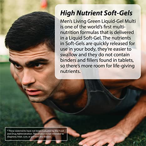 Irwin Naturals Men&#39;s Living Green Liquid-Gel Multi - 70 Essential Nutrients, Full-Spectrum Vitamins, Wholefood Blend - Targeted Adrenal &amp; Brain Support - 120 Liquid Softgels