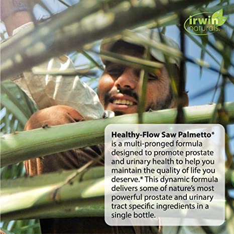 Irwin Naturals Healthy Flow Saw Palmetto with Zinc, Beta Sitosterols, Turmeric, Stinging Nettle &amp; Pumpkin Seed - Promotes Healthy Prostate &amp; Urinary Flow - Antioxidant Support - 60 Liquid Softgels