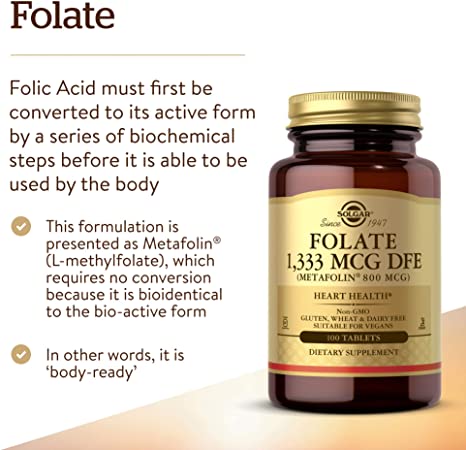 Solgar Folate, 1333 mcg DFE, 100 Tablets