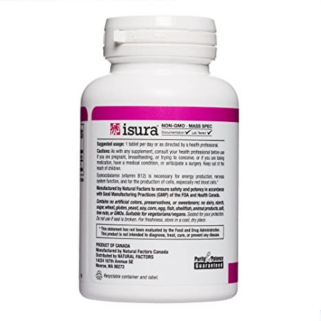 Natural Factors B12, 1000 mcg, 60 Tablets