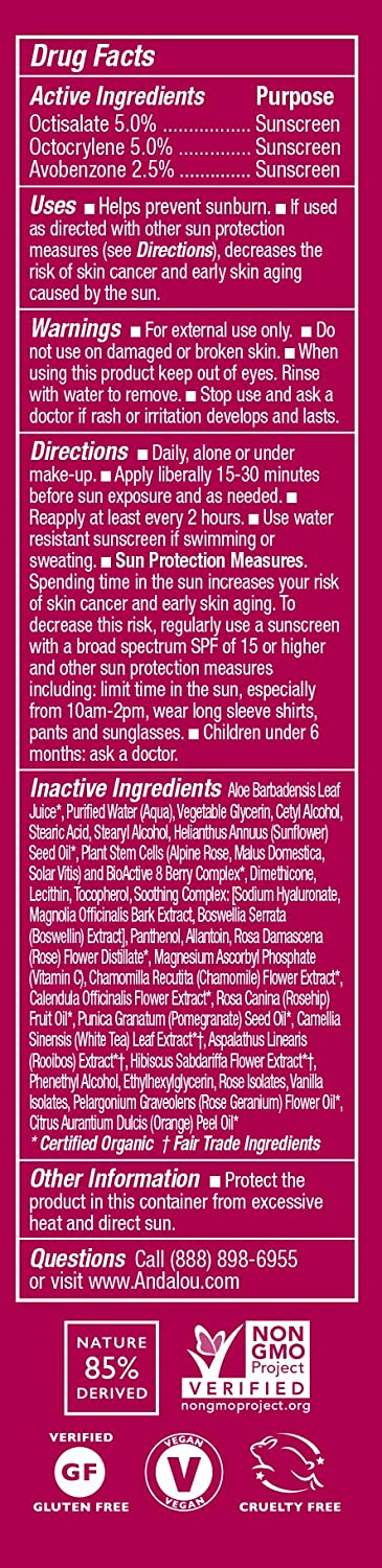 Andalou Naturals 1000 Roses™ Daily Shade Facial Lotion SPF 18, 2.7 fl oz