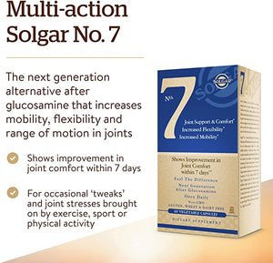 Solgar No. 7, 60 Vegetable Capsules - Joint Support & Comfort - Increased Mobility & Flexibility - Supplement for Men & Women - With Ester-C Vitamin C - Gluten Free, Non GMO, Dairy Free - 60 Servings