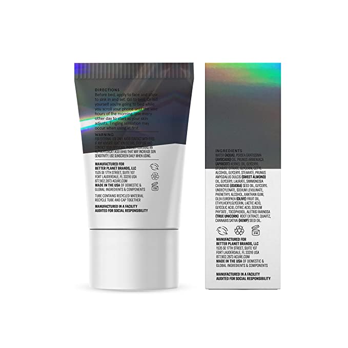 ACURE Resurfacing Overnight Glycolic Treatment - Night Dewy Glow Cream with Moonstone,True Unicorn Root, Glycolic &amp; Lactic Acid Formula - Refines, Resurfaces and Improves Skin Tone &amp; Texture - 1 Fl Oz