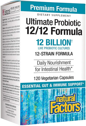 Natural Factors Ultimate Probiotic 12-12 Formula, 12 billion cells, 120 Vegetarian Capsules