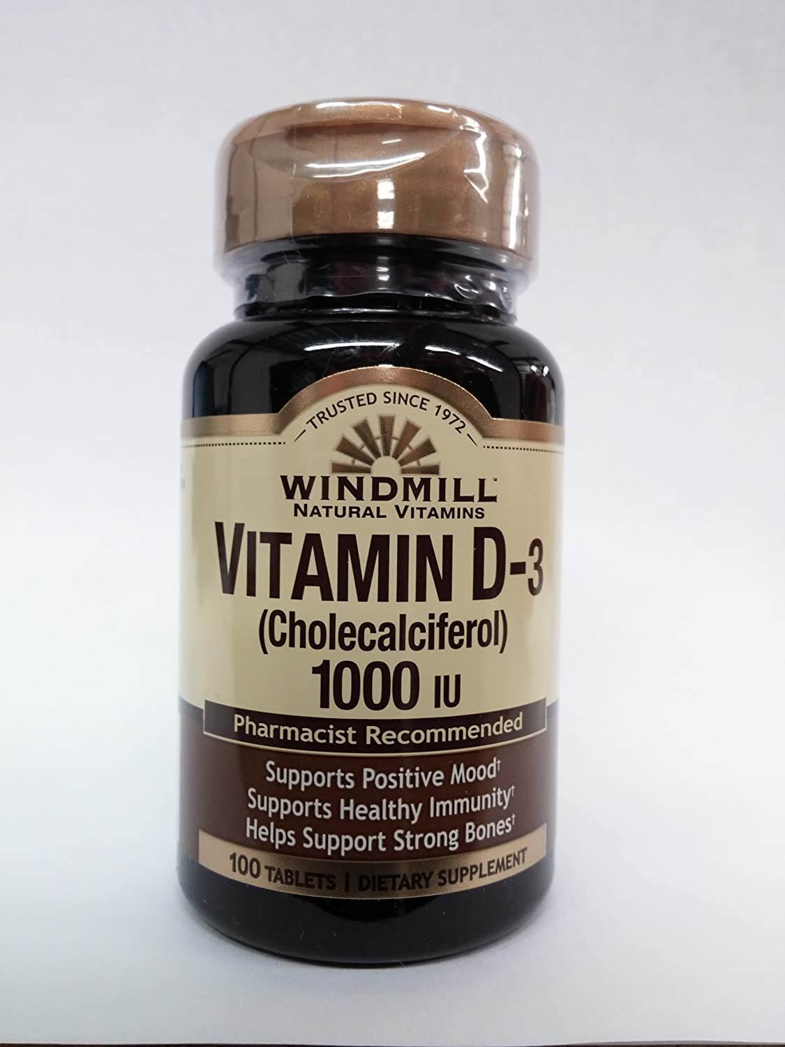 Windmill Natural Vitamins Vitamin D-3 Cholecalciferol 1000IU Dietary Supplements 100 Tablets