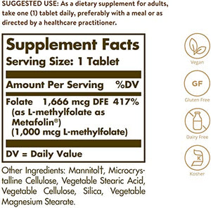 Solgar Folate (as Metafolin®), 1000 mcg, 120 Tablets