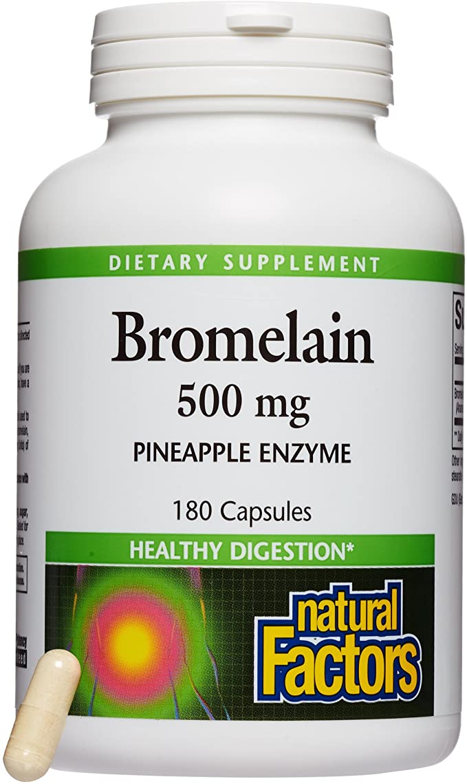 Natural Factors, Bromelain 500 mg, Enzyme Support for a Healthy Digestive System, 180 Capsules.