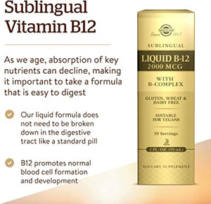 Solgar Liquid B-12 with B-Complex Sublingual, 2000 mcg, 2 fl oz