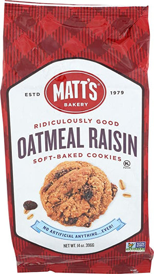 Matt's Ridiculously Good Oatmeal Raisin Soft Baked Cookies 14 oz