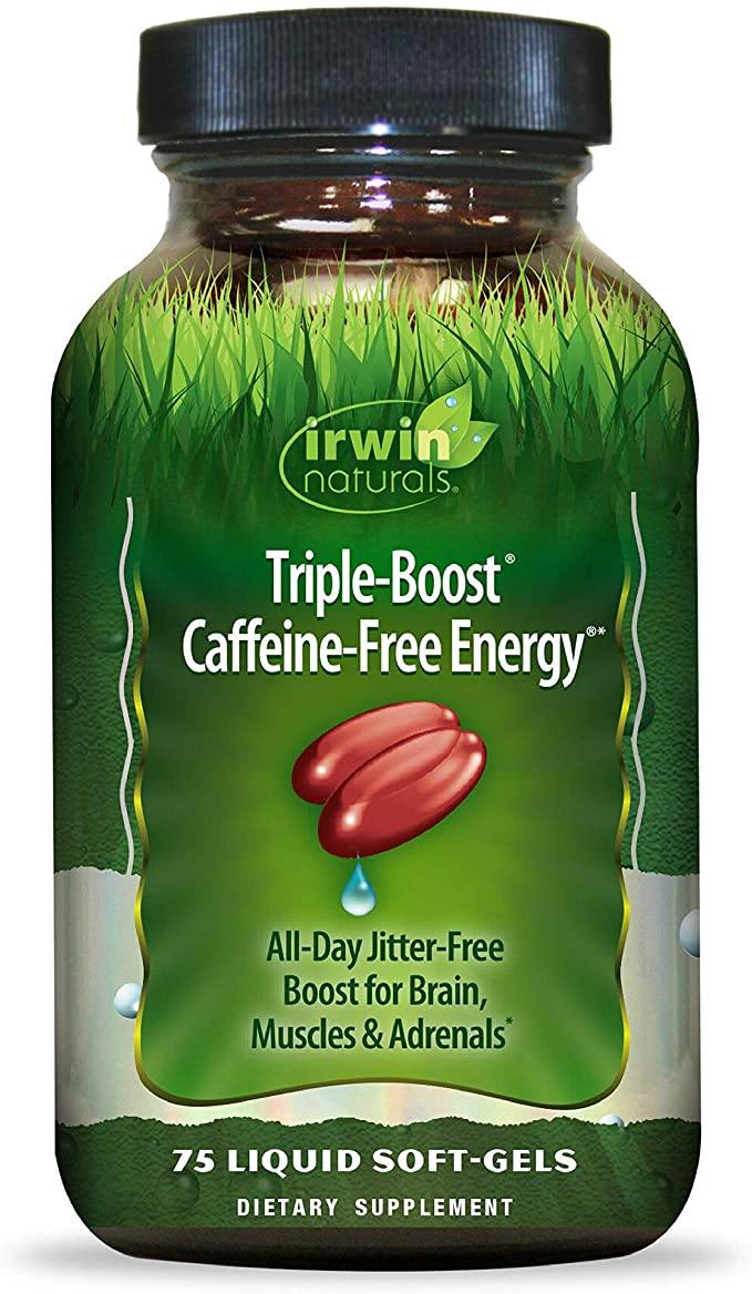 Irwin Naturals Triple-Boost Caffeine-Free Energy - Lasting, Jitter-Free Focus - Brain Boosting Nootropic - 75 Liquid Softgels - Discount Nutrition Store