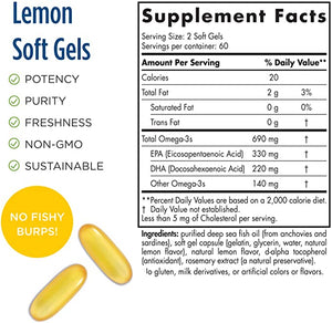 Nordic Naturals Omega-3 Lemon, 690 mg, 120 Softgels