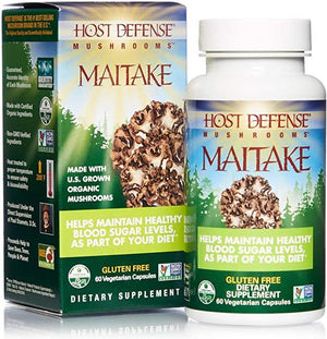 Host Defense, Maitake Capsules, Promotes Normal Blood Sugar Metabolism Already Within The Normal Range, Daily Mushroom Supplement, Vegan, Organic - Discount Nutrition Store