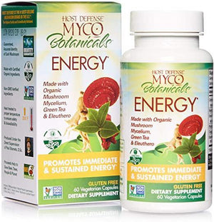Host Defense, MycoBotanicals Energy, Promotes Immediate and Sustained Energy, Daily Mushrooms and Herb Supplement with Reishi and Cordyceps, Vegan, Organic, 60 Capsules (30 Servings) - Discount Nutrition Store