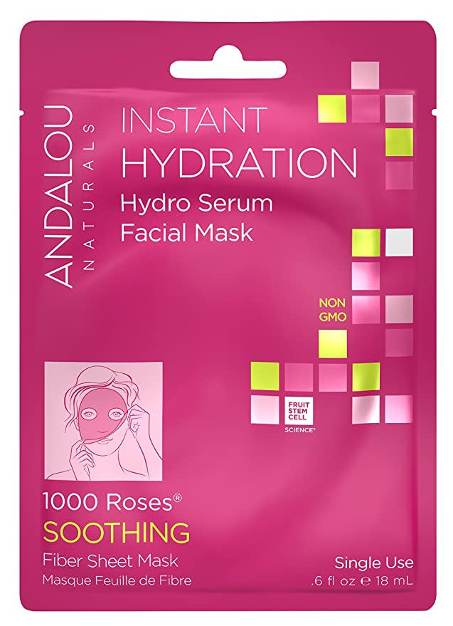 Andalou Naturals 1000 Roses® Hydro Serum Facial Sheet Mask, 0.6 fl oz
