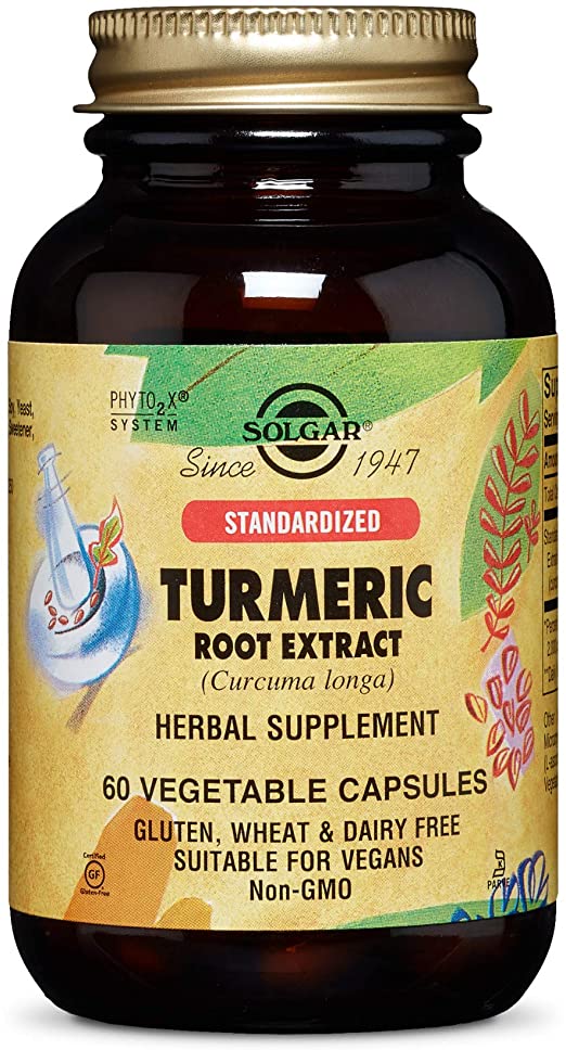 Solgar Standardized Turmeric Root Extract 400 mg, 60 Vegetable Capsules - Antioxidant Support for Brain, Joint, &amp; Immune Health - Non-GMO, Vegan, Gluten Free, Dairy Free, Kosher - 60 Servings