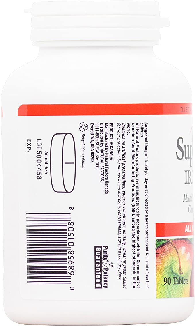 Natural Factors Super Multi Iron Free, 90 Tablets