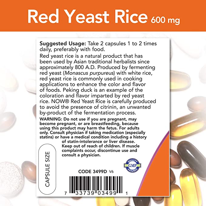 NOW Foods Supplements, Red Yeast Rice 600 mg, Made with Organic Red Yeast Rice, 240 Veg Capsules