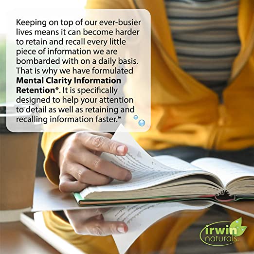 Irwin Naturals Mental Clarity Information Retention - 60 Liquid Soft-Gels - Helps Increase Attention to Detail &amp; Retain and Recall Information Faster - 30 Total Servings