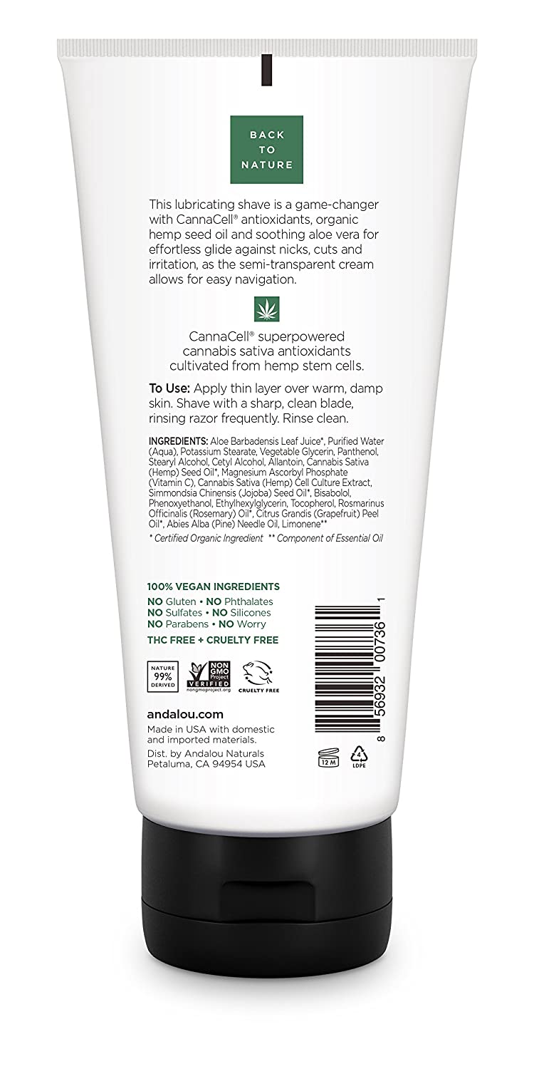 Andalou Naturals MEN Smooth Glide Shave Cream, 6 fl oz