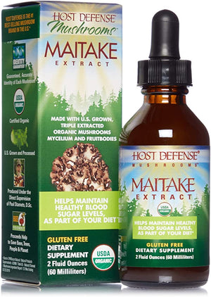 Host Defense, Maitake Extract, Promotes Normal Blood Sugar Metabolism Already Within The Normal Range, Daily Mushroom Supplement, Vegan, Organic