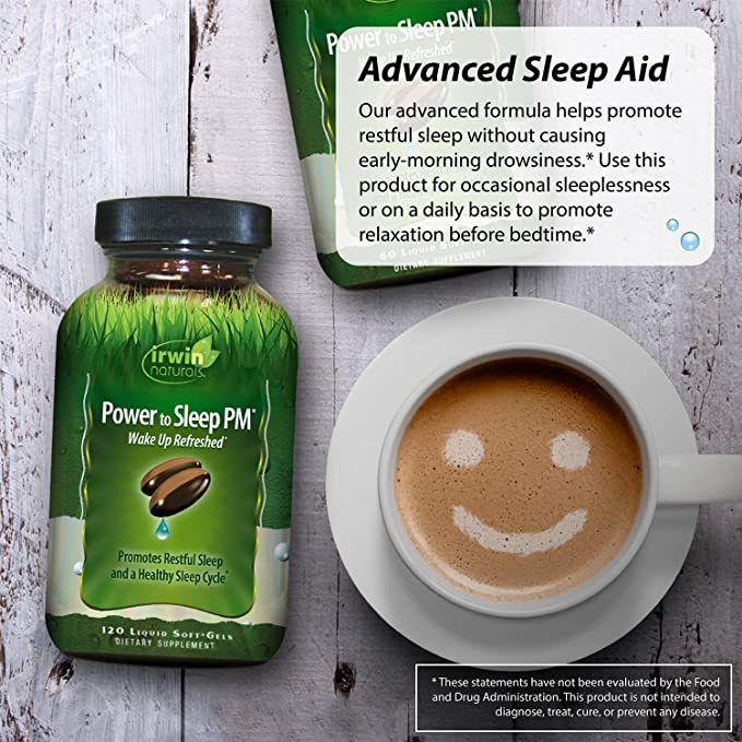 Irwin Naturals Power to Sleep PM - 120 Liquid Soft-Gels - with Melatonin, GABA, Ashwagandha, Valerian Root &amp; L-Theanine - 60 Servings
