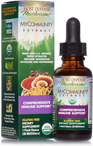 Host Defense, MyCommunity Extract, Advanced Immune Support, Mushroom Supplement with Lion’s Mane, Reishi, Vegan, Organic - Discount Nutrition Store