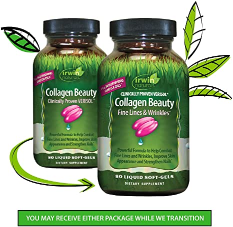 Irwin Naturals Collagen Beauty - 80 Liquid Softgels - Helps Combat Fine Lines & Wrinkles, Improves Skin Appearance & Strengthens Nails - 13 Total Servings