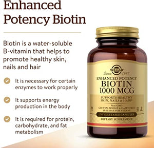 Solgar Biotin, 1000 mcg, 250 Vegetable Capsules