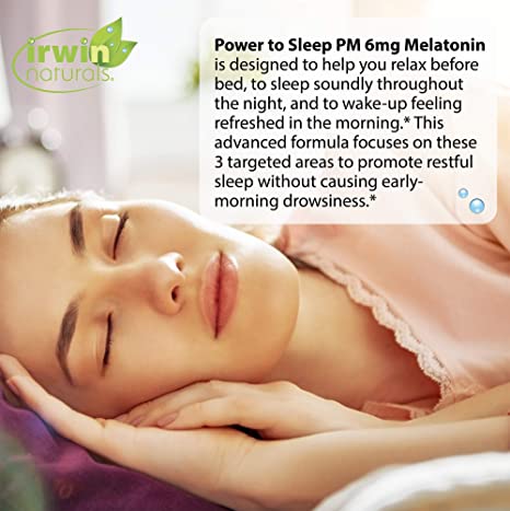 Irwin Naturals Power to Sleep PM - 60 Liquid Soft-Gels - with 6mg Melatonin, GABA, Ashwagandha, Valerian Root &amp; L-Theanine - 30 Servings